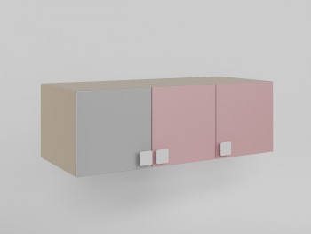 Антресоль на шкаф 3-х створчатый (Розовый/Серый/корпус Клен) в Мирном - mirnyj.mebel54.com | фото