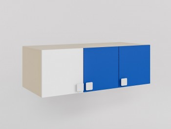 Антресоль на шкаф 3-х створчатый Скай люкс (Синий/Белый/корпус Клен) в Мирном - mirnyj.mebel54.com | фото