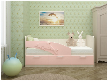 Дельфин-3 Кровать детская 3 ящика с ручками 1.8 Розовый глянец в Мирном - mirnyj.mebel54.com | фото