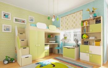 Детская комната Эппл (Зеленый/Белый/корпус Клен) в Мирном - mirnyj.mebel54.com | фото