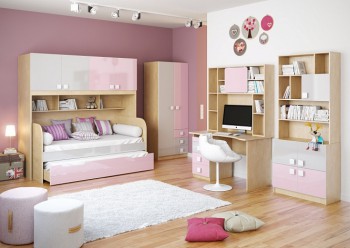 Детская комната Грэйси (Розовый/Серый/корпус Клен) в Мирном - mirnyj.mebel54.com | фото
