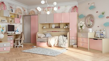Детская комната Грэйси (Розовый/Серый/корпус Клен) в Мирном - mirnyj.mebel54.com | фото