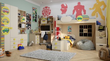 Детская комната Клаксон (Бежевый/корпус Клен) в Мирном - mirnyj.mebel54.com | фото