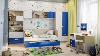 Детская комната Скай Люкс (Синий/Белый/корпус Клен) в Мирном - mirnyj.mebel54.com | фото