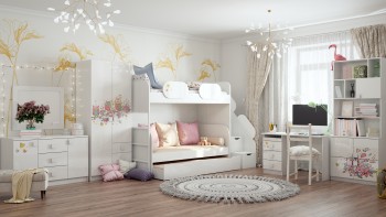 Детская комната Совушки (Белый/корпус Выбеленное дерево) в Мирном - mirnyj.mebel54.com | фото