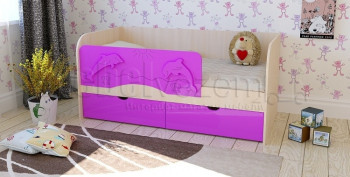 Друзья Кровать детская 2 ящика 1.6 Фиолетовый глянец в Мирном - mirnyj.mebel54.com | фото