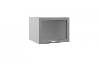 Гарда ГВПГС 600 шкаф верхний горизонтальный глубокий со стеклом высокий (Белый Эмалит/корпус Серый) в Мирном - mirnyj.mebel54.com | фото