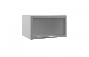 Гарда ГВПГС 800 шкаф верхний горизонтальный глубокий со стеклом высокий (Белый Эмалит/корпус Серый) в Мирном - mirnyj.mebel54.com | фото