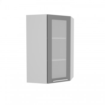 Гарда ВПУС 550 шкаф верхний угловой со стеклом высокий (Белый Эмалит/корпус Серый) в Мирном - mirnyj.mebel54.com | фото