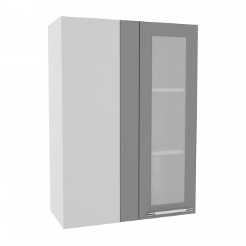 Гарда ВПУС 650 шкаф верхний угловой со стеклом высокий (Белый Эмалит/корпус Серый) в Мирном - mirnyj.mebel54.com | фото