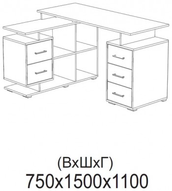 Компьютерный стол угловой СКМУ-3 белый в Мирном - mirnyj.mebel54.com | фото