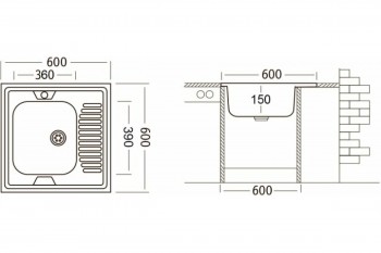 Комплект "Юкинокс" мойка STD600.600-4C 0R, смеситель UM1302, выпуск СКМГ, крепёж КНМ в Мирном - mirnyj.mebel54.com | фото