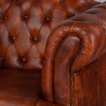 Кресло кожаное Лофт Честер-Нью (Коричневый, Рыжий) в Мирном - mirnyj.mebel54.com | фото