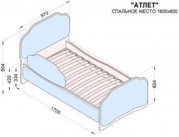Кровать 160 Атлет 29 Синий (мягкий бортик) в Мирном - mirnyj.mebel54.com | фото