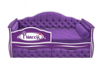 Кровать 160 серии Иллюзия 2 ящика 32 Фиолетовый (мягкие боковые накладки/подушка валик) в Мирном - mirnyj.mebel54.com | фото