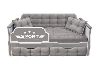 Кровать 160 серии Спорт 2 ящика 45 Серый (подушки) в Мирном - mirnyj.mebel54.com | фото