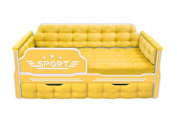 Кровать 160 серии Спорт 2 ящика 74 Жёлтый (мягкие боковые накладки) в Мирном - mirnyj.mebel54.com | фото
