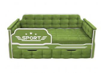 Кровать 160 серии Спорт 2 ящика 76 Зелёный (мягкие боковые накладки) в Мирном - mirnyj.mebel54.com | фото