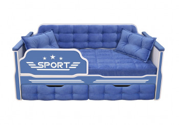 Кровать 160 серии Спорт 2 ящика 85 Синий (подушки) в Мирном - mirnyj.mebel54.com | фото