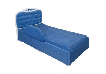 Кровать 190 Атлет Lux 29 Синий (мягкий бортик) в Мирном - mirnyj.mebel54.com | фото