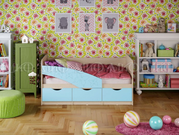 Кровать Бабочки 1,6м (Голубой матовый) в Мирном - mirnyj.mebel54.com | фото