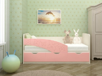 Кровать Бабочки 1,6м (Розовый металлик) в Мирном - mirnyj.mebel54.com | фото