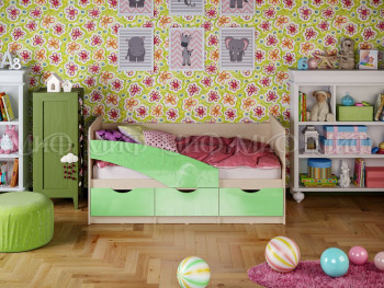 Кровать Бабочки 1,6м (Салатовый металлик) в Мирном - mirnyj.mebel54.com | фото