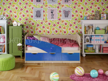 Кровать Бабочки 1,6м (Синий металлик) в Мирном - mirnyj.mebel54.com | фото