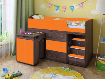 Кровать-чердак Малыш 1600 Бодего/Оранжевый в Мирном - mirnyj.mebel54.com | фото