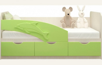 Кровать детская 1,6м Дельфин (Салатовый металлик) в Мирном - mirnyj.mebel54.com | фото