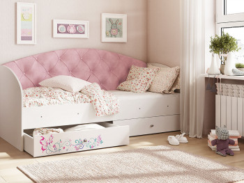 Кровать детская Эльза Белый/Розовый в Мирном - mirnyj.mebel54.com | фото