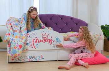 Кровать детская Эльза с бортиком Принцесса Белый/Фиолетовый в Мирном - mirnyj.mebel54.com | фото