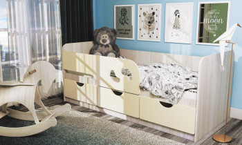 Кровать детская Минима Лего 1,86м с ящиками (дуб атланта/крем) в Мирном - mirnyj.mebel54.com | фото