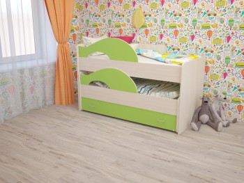 Кровать детская Радуга 1600 Млечный дуб/Салатовый в Мирном - mirnyj.mebel54.com | фото