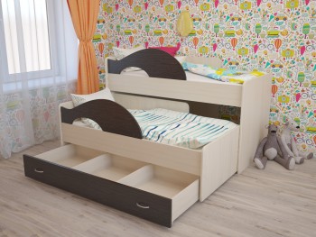 Кровать детская Радуга 1600 Млечный дуб/Венге в Мирном - mirnyj.mebel54.com | фото