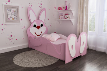 Кровать детская Зайка 1.6 Розовый/Белый в Мирном - mirnyj.mebel54.com | фото