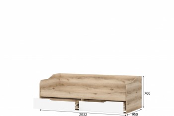 Кровать-диван с ящиками (0,9х2,0) МС Рио 1 (Дуб Делано/Белый) в Мирном - mirnyj.mebel54.com | фото