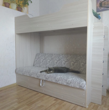 Кровать двухъярусная с диваном (Беленый дуб) в Мирном - mirnyj.mebel54.com | фото