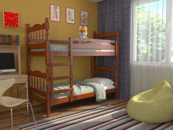 Кровать двухъярусная Соня из массива сосны 800*1890 Орех в Мирном - mirnyj.mebel54.com | фото