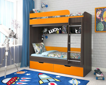Кровать двухъярусная Юниор-5  Бодего/Оранжевый в Мирном - mirnyj.mebel54.com | фото