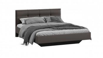 Кровать «Элис» c мягкой обивкой тип 1 Экокожа/Темно-коричневый/1400 в Мирном - mirnyj.mebel54.com | фото