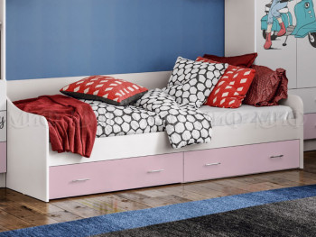 Кровать Fashion-1 Вега 0,9 м (Белый/Розовый) в Мирном - mirnyj.mebel54.com | фото