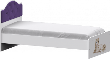 Кровать Каспер с мягкой спинкой и фотопечатью (800х1900)Белый/Фиолетовый в Мирном - mirnyj.mebel54.com | фото