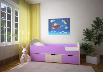 Кровать Малыш-мини Дуб молочный/Ирис в Мирном - mirnyj.mebel54.com | фото