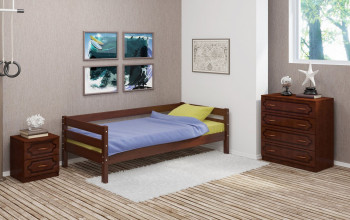 Кровать одинарная ГЛОРИЯ из массива сосны  900*2000 (Орех) в Мирном - mirnyj.mebel54.com | фото