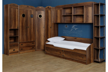 Кровать с 2-мя ящиками «Навигатор» (Дуб Каньон) в Мирном - mirnyj.mebel54.com | фото