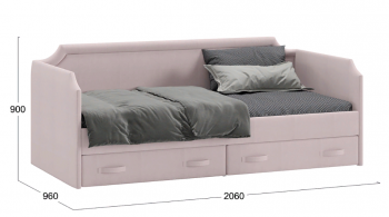 Кровать с мягкой обивкой и ящиками «Кантри» Тип 1 (900) (Велюр пудровый) в Мирном - mirnyj.mebel54.com | фото