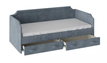 Кровать с мягкой обивкой и ящиками «Кантри» Тип 1 (900) (Замша синяя) в Мирном - mirnyj.mebel54.com | фото