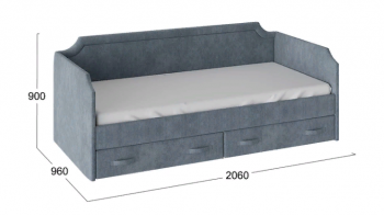 Кровать с мягкой обивкой и ящиками «Кантри» Тип 1 (900) (Замша синяя) в Мирном - mirnyj.mebel54.com | фото