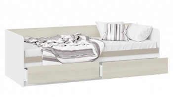 Кровать «Сканди» с 2 ящиками Дуб Гарден/Белый/Глиняный серый в Мирном - mirnyj.mebel54.com | фото